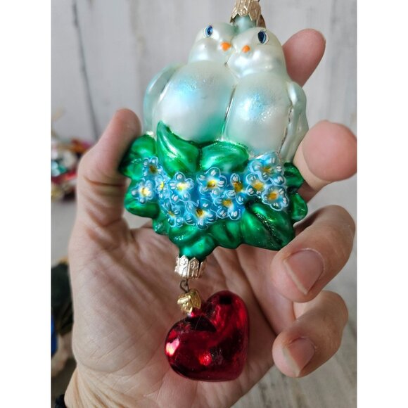 Radko lovey dovey Dove bird heart morning ornament vintage Xmas tree - Picture 10 of 11